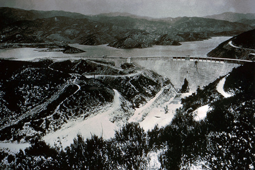 St. Francis dam from a distance photo, prior to flood..
