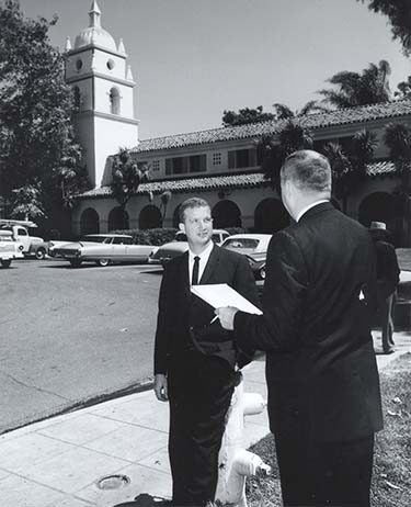 Robert J. Lagomarsino in front of Bell Tower